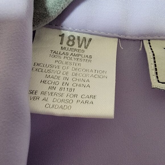 K C Studio Womens Lab/Scrub Jacket Sz.18W Front Zip Lavender Zip Pockets - Picture 12 of 14